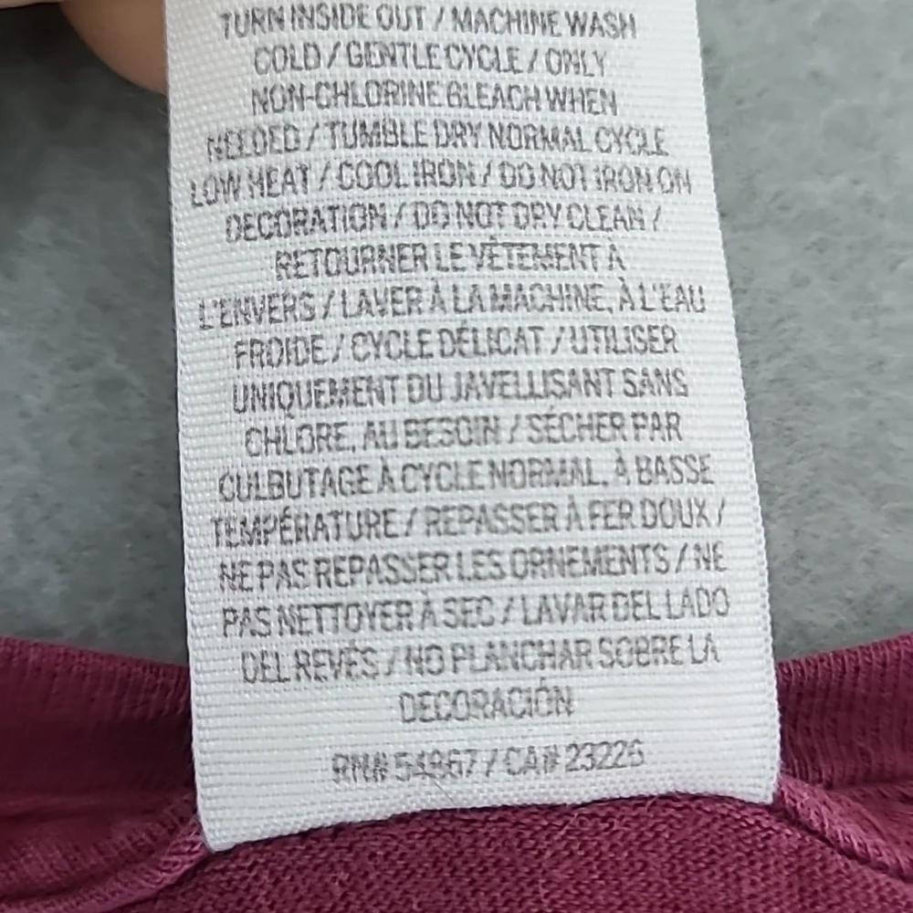 PINK Victoria's Secret Long Sleeve Pink Nation Maroon Tee Shirt - Size Small - Picture 6 of 11